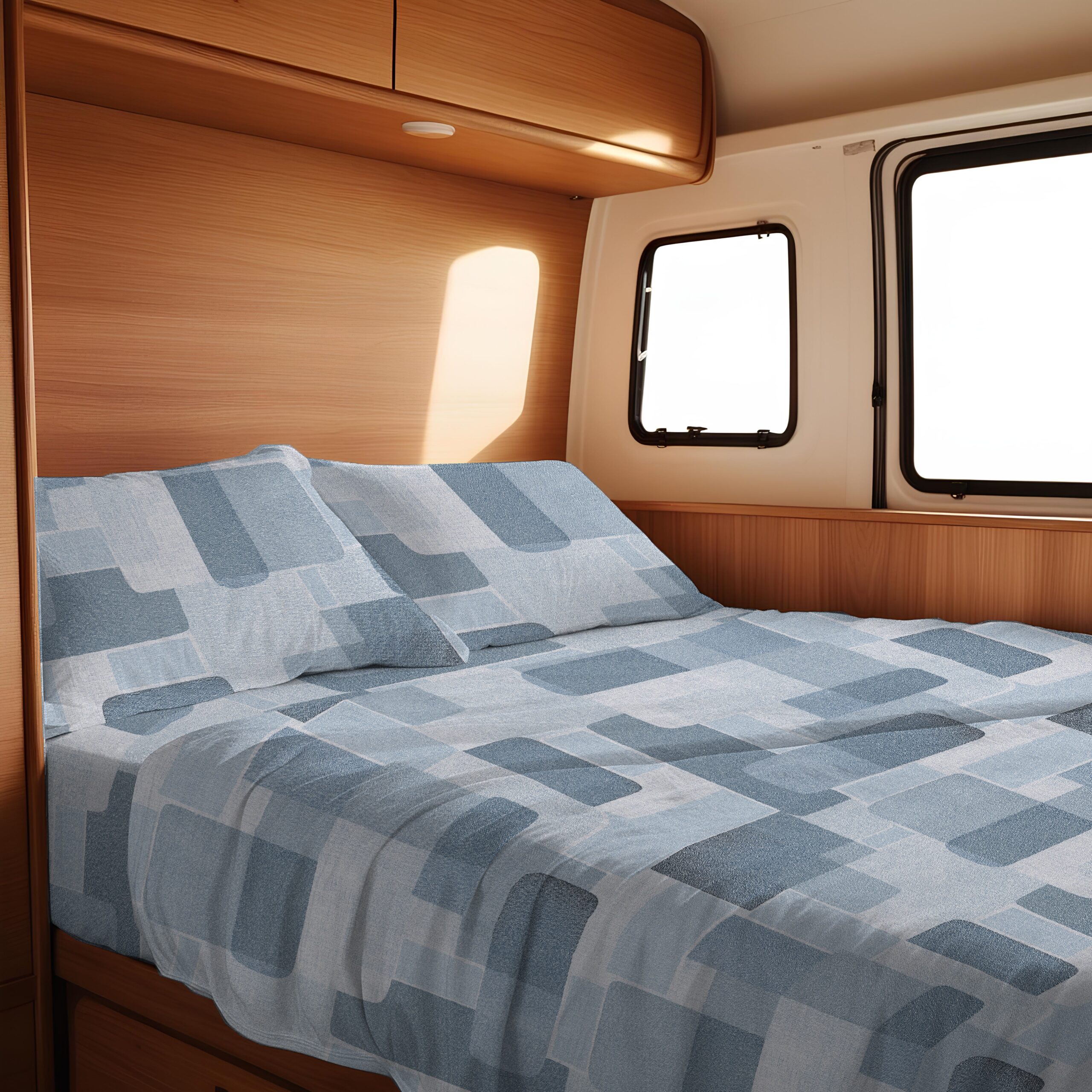 completo lenzuola barca e camper BRICK AZZURRO completo lenzuola barca e camper BRICK AZZURRO